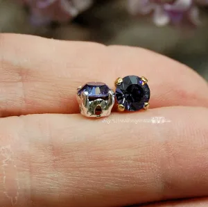 Tanzanite Purple, Vintage Swarovski Crystal, 30ss 6.25mm Crystal with Sew On Setting