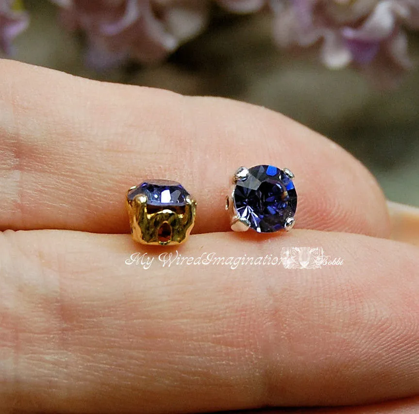 Tanzanite Purple, Vintage Swarovski Crystal, 30ss 6.25mm Crystal with Sew On Setting