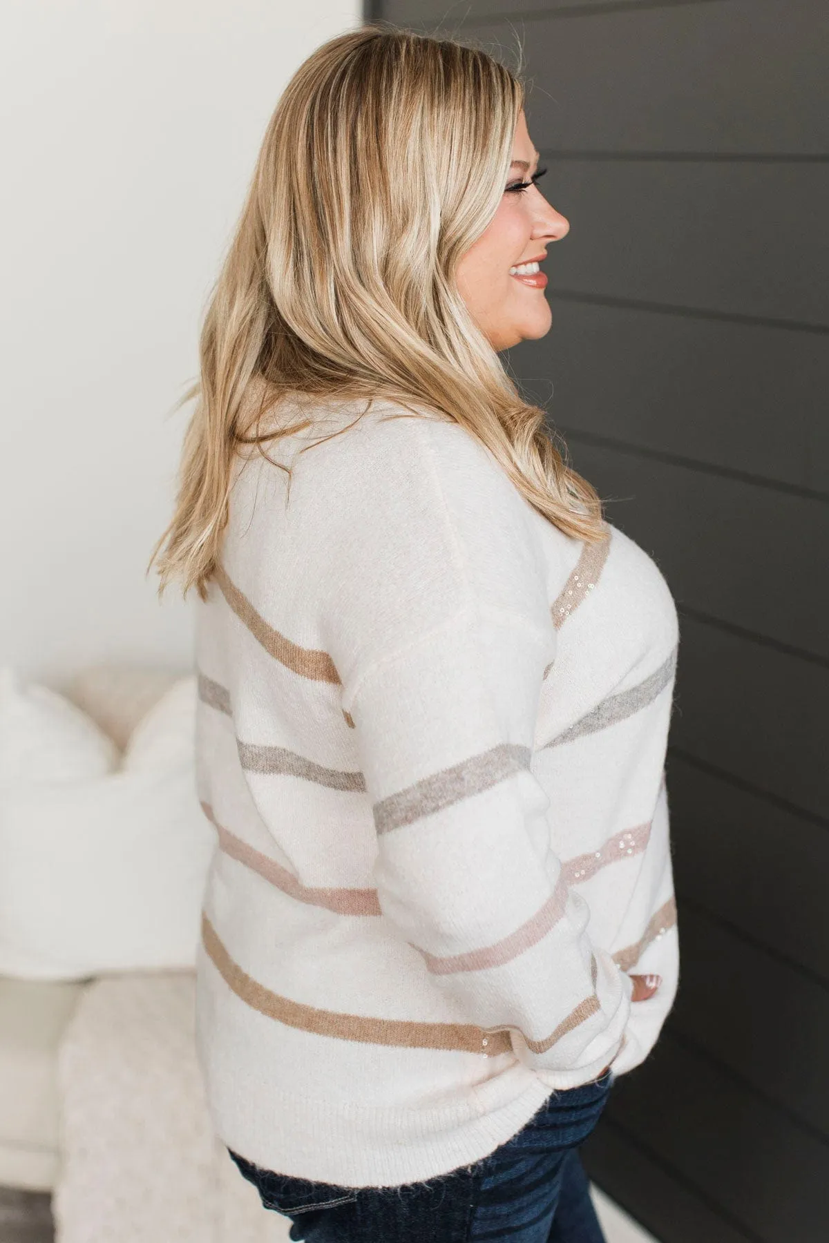Tender Feelings Striped Sweater- Blush