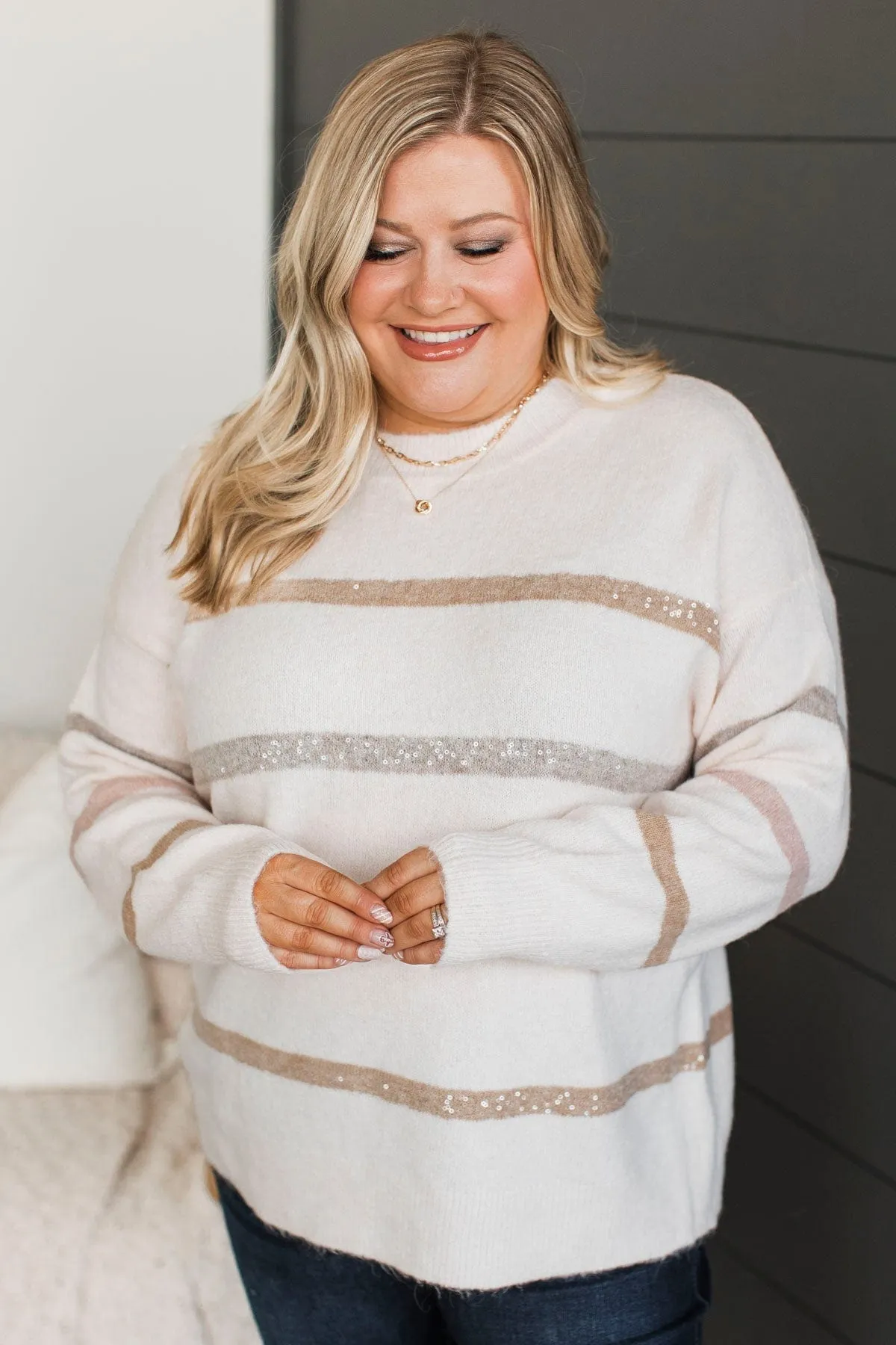 Tender Feelings Striped Sweater- Blush
