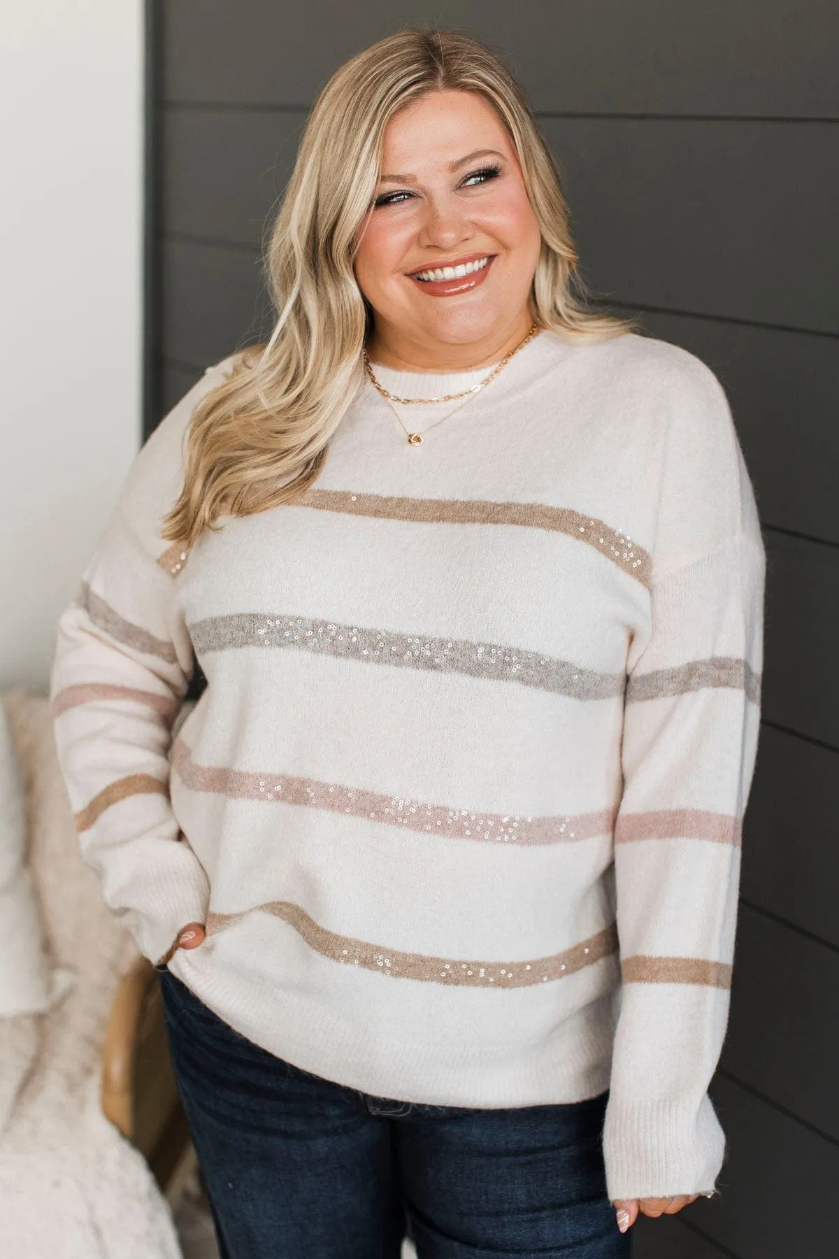 Tender Feelings Striped Sweater- Blush