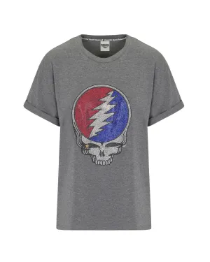 The Original Grateful Dead Rhinestone Stealie T-Shirt - Heather Gray