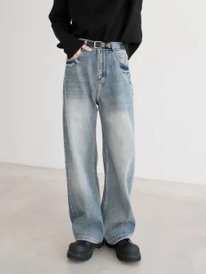 Thickened Wide-Leg Denim Pants