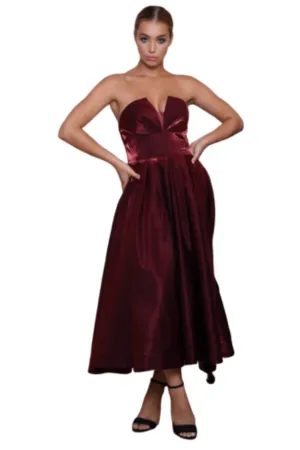TINAHOLY Madame Dress TA625 (Berry Red)- RRP $380