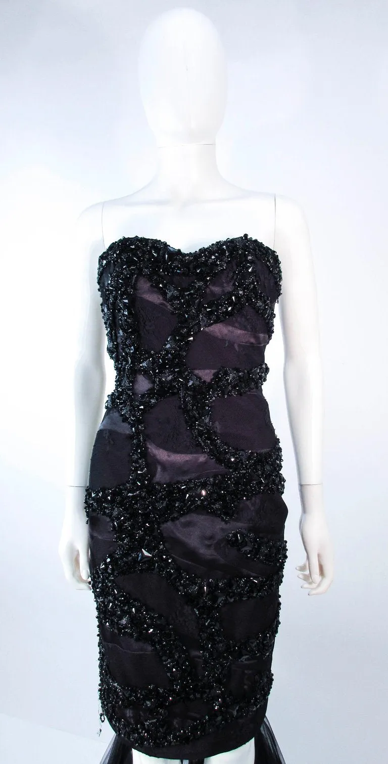 TONY WARD Black Beaded Mesh Detachable Gown Size 2-4