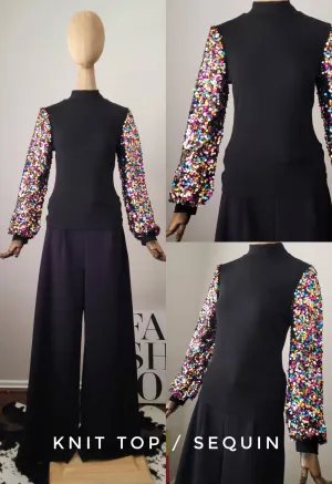 Touch of Sparkle Top: Black Multi