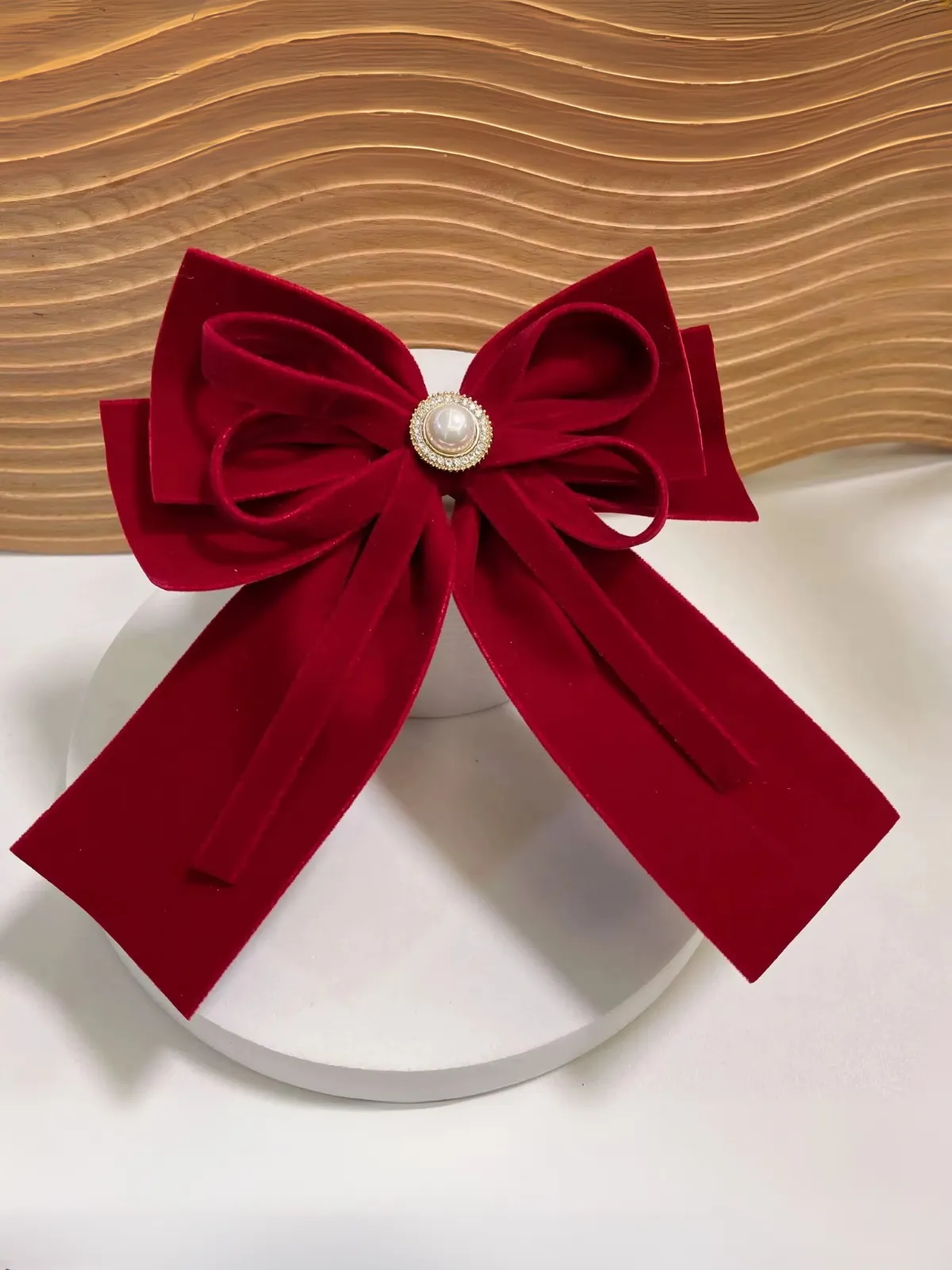 Truly Fancy Finish Red Velvet Hair Bow