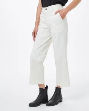 Twill Cropped Wide Leg Pant