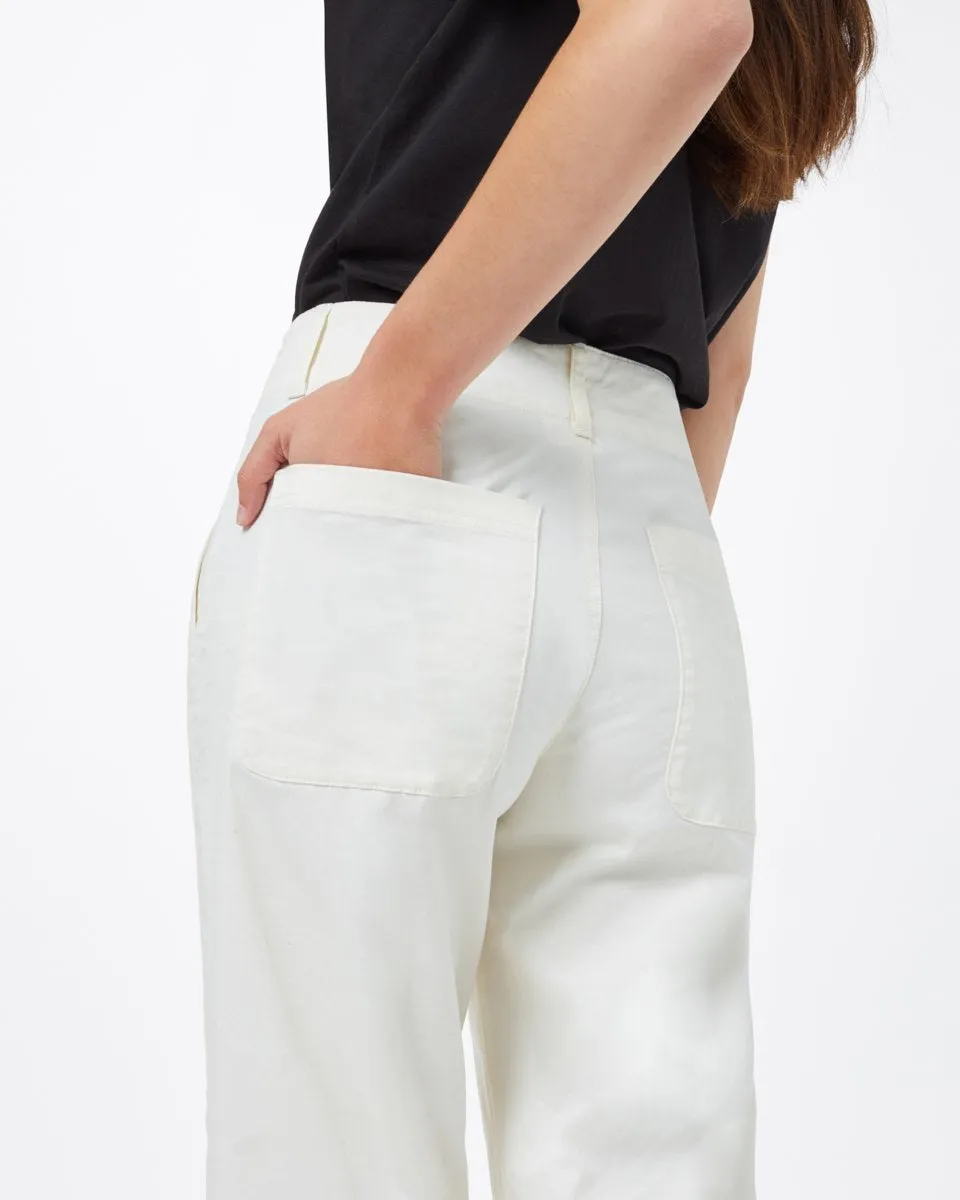 Twill Cropped Wide Leg Pant