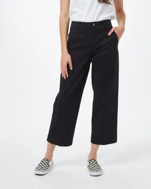 Twill Cropped Wide Leg Pant