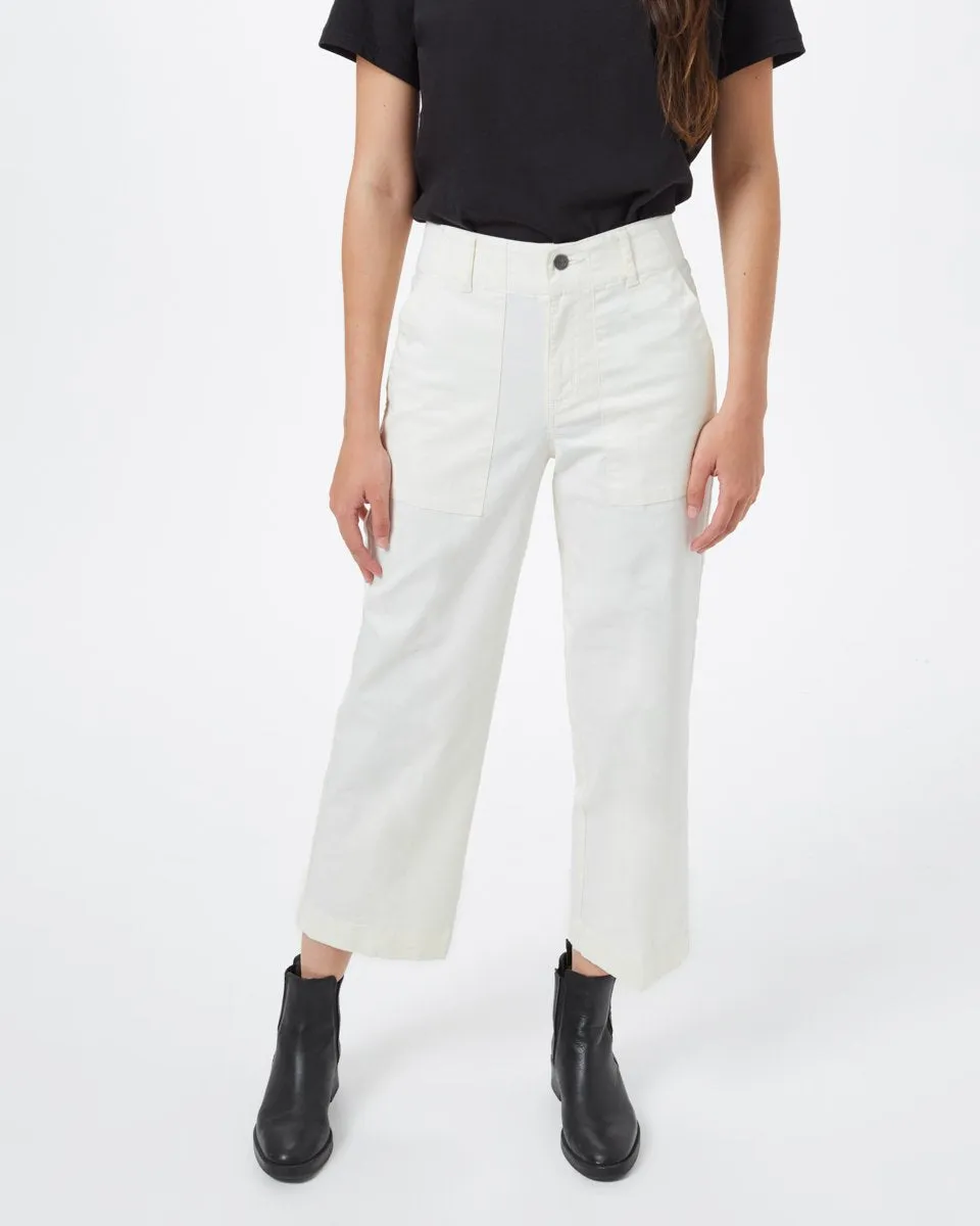 Twill Cropped Wide Leg Pant