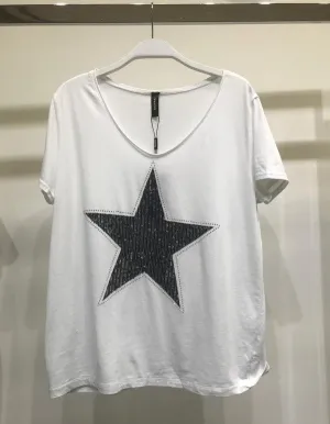 Two Tone Sequin Star Short Sleeve Tee
