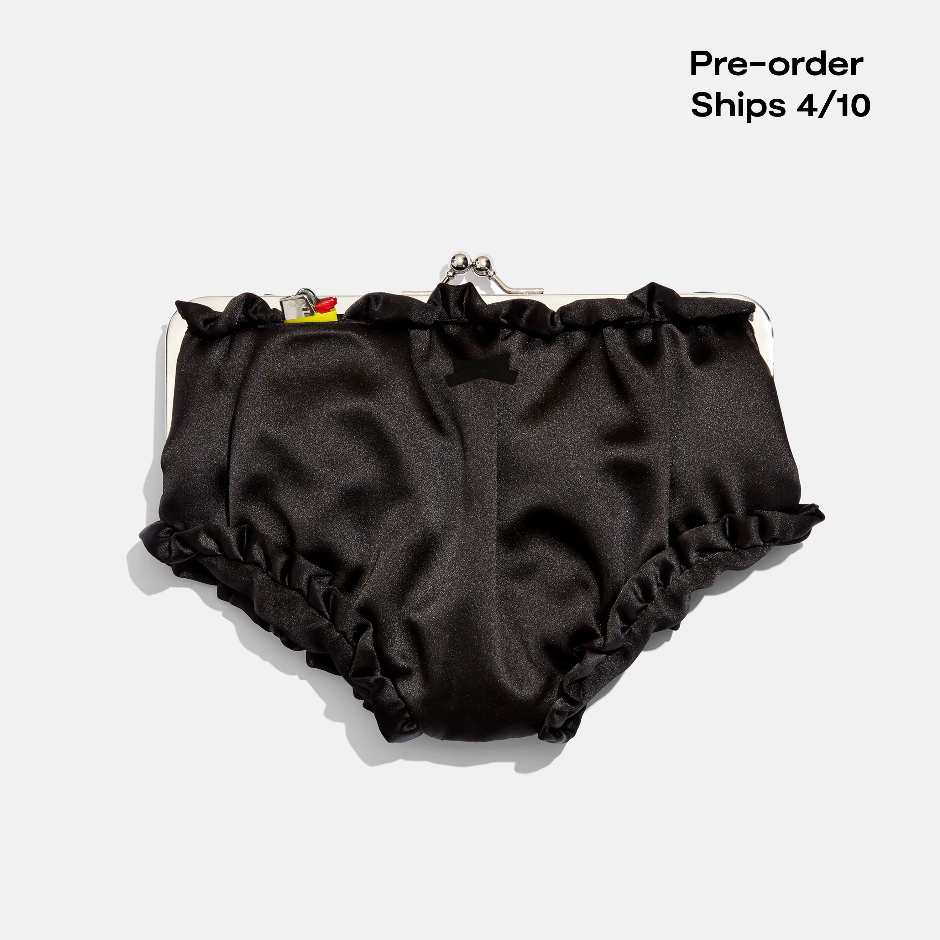 Undies Pouch in Black Satin