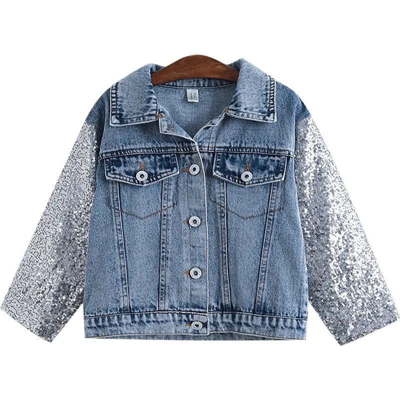 Unicorn Denim Jacket With Sequin Sleeves