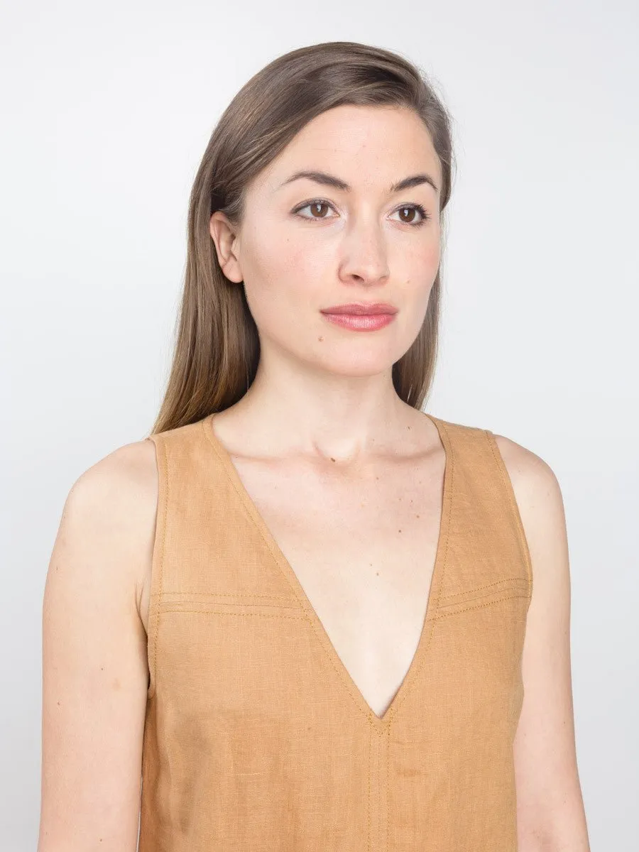 vest dress - saddle bronze