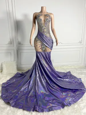 Vibrant Purple Bedecked  Gown