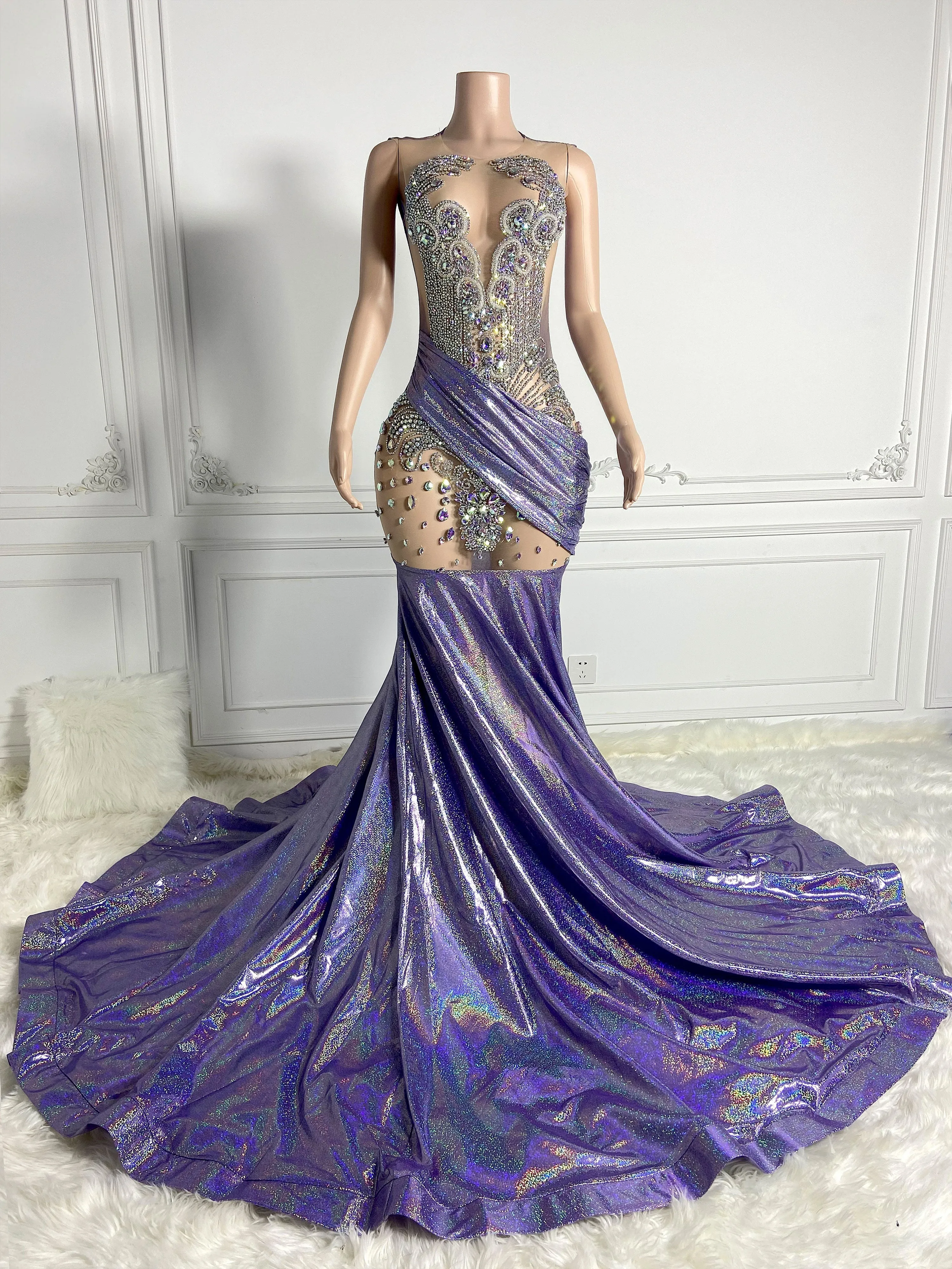 Vibrant Purple Bedecked  Gown