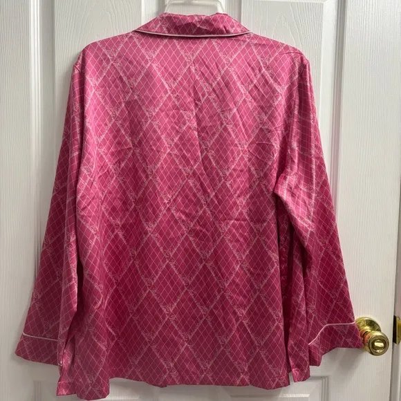 Victoria’s Secret Satin Pajama Set Medium Pink Pants Long Sleeve Button Top