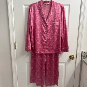 Victoria’s Secret Satin Pajama Set Medium Pink Pants Long Sleeve Button Top