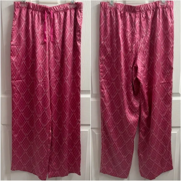 Victoria’s Secret Satin Pajama Set Medium Pink Pants Long Sleeve Button Top