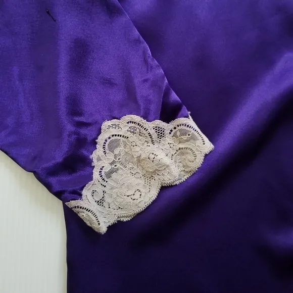 VICTORIA'S SECRET Vintage Gold Label Pajama Set Purple Satin Lace M