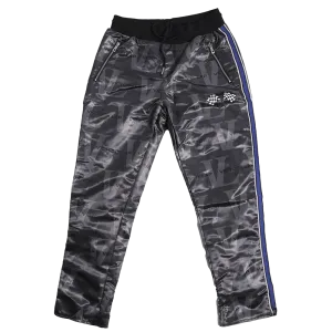 VICTORY LAP MONOGRAM SATIN PANTS (BLACK)