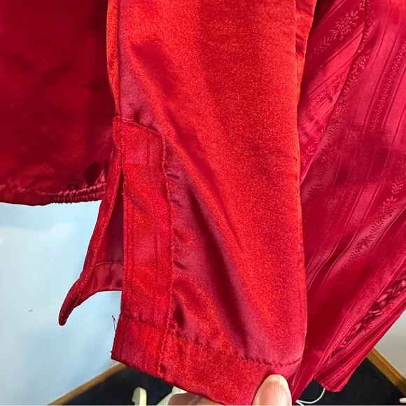 Vintage Victoria Secret Satin  Red w/ Covered Buttons Pajama Set S