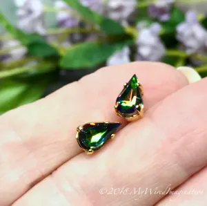 Vitrail Medium, Watermelon, Vintage Czech, Faceted Crystal 10x6mm Pear Shape, 2pcs