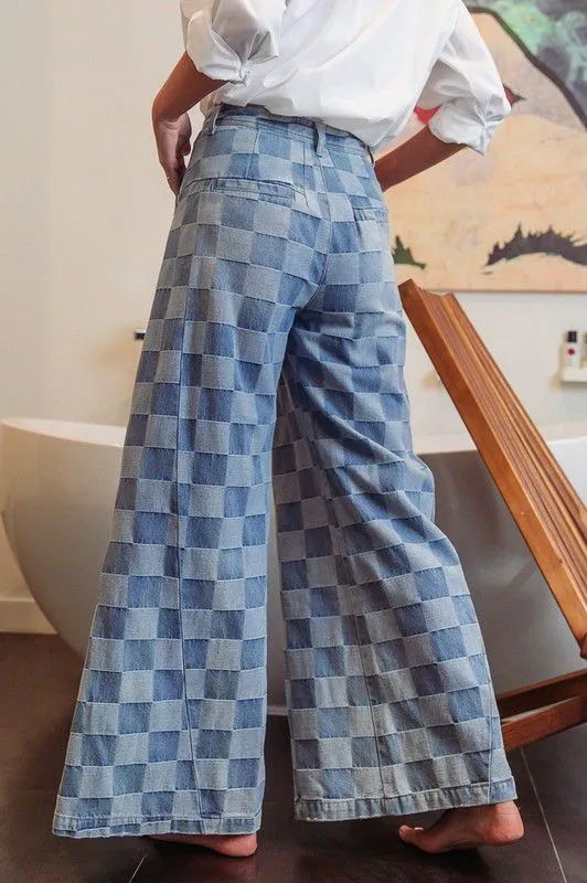 Washed Two Tones Wide Pants