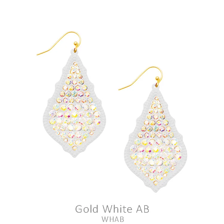 White & Bling Moroccan shaped earrings