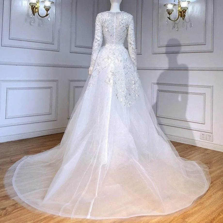 White Detachable Skirt Evening Dresses Gowns