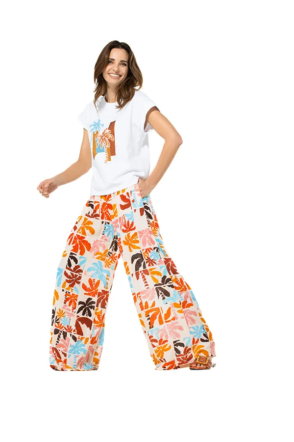 WHITE PRINTED COTTON T-SHIRT