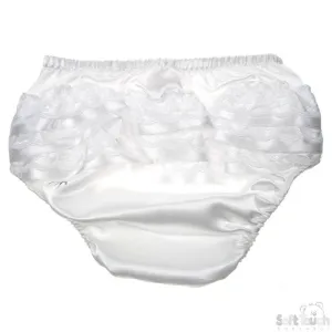 White Satin Frilly Pants: FP07-SW