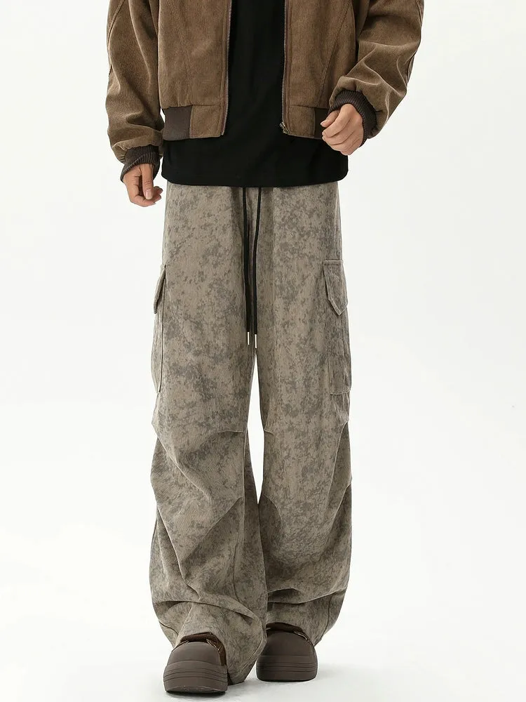 Wide-Leg Corduroy Cargo Pants