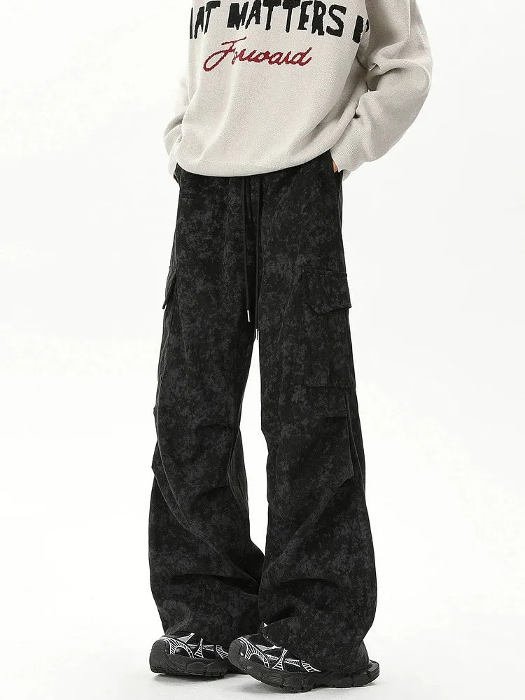 Wide-Leg Corduroy Cargo Pants