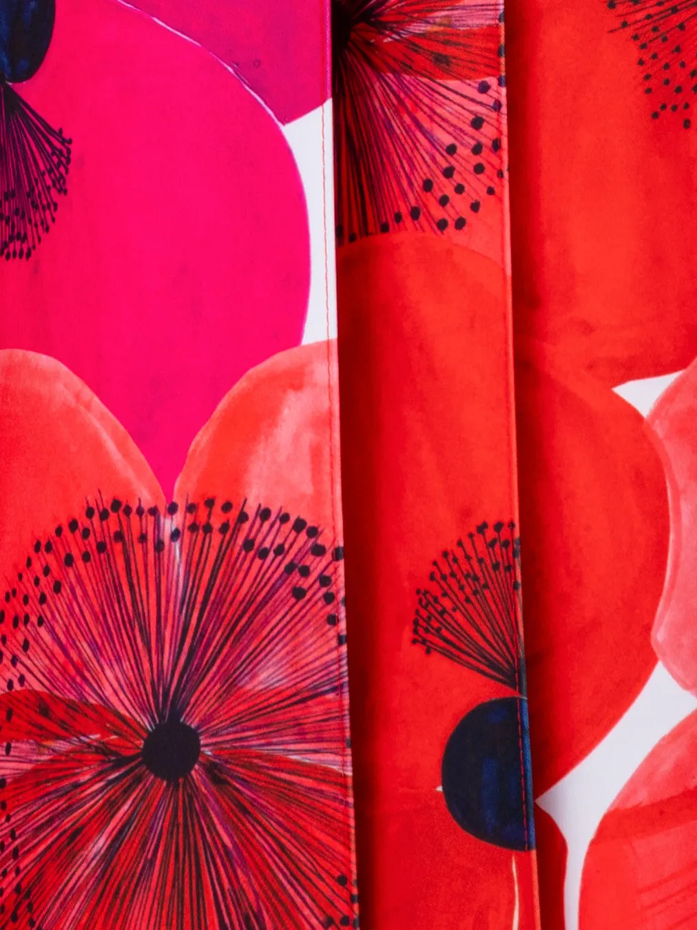 Wide Pleated Pants with Poppy Print