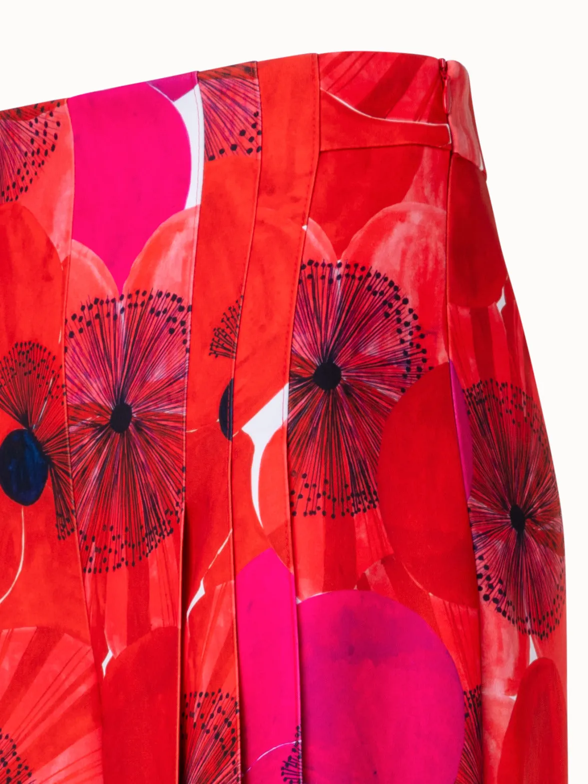Wide Pleated Pants with Poppy Print