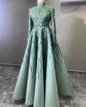 Women Arabic Style Organza Evening Dresses 2022