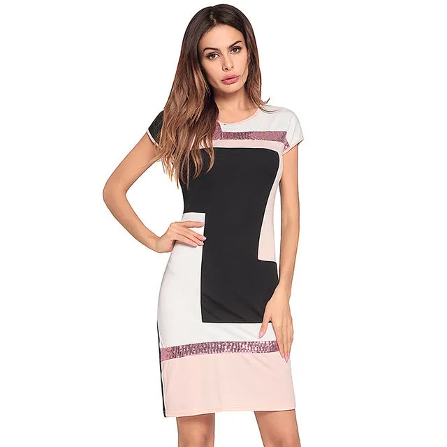 Women Sequin Patchwork Summer Dress