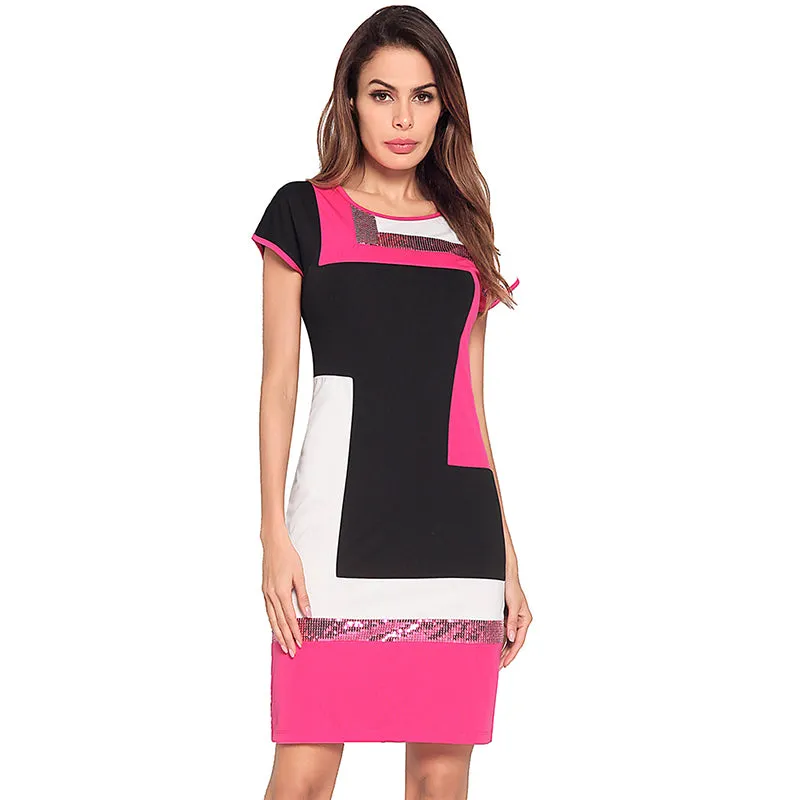 Women Sequin Patchwork Summer Dress