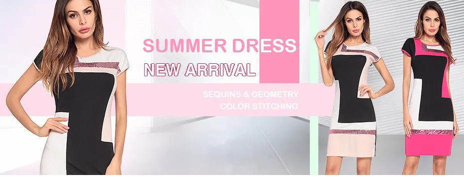 Women Sequin Patchwork Summer Dress