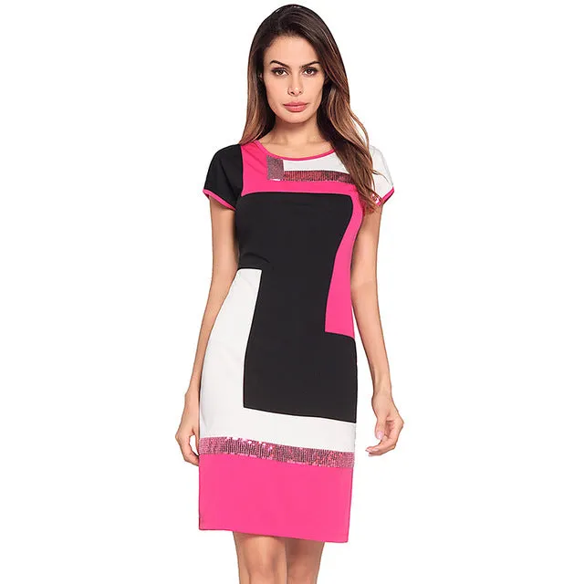 Women Sequin Patchwork Summer Dress