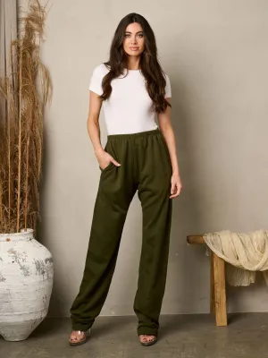WOMEN'S ELASTIC WAIST POCKETS PANTS