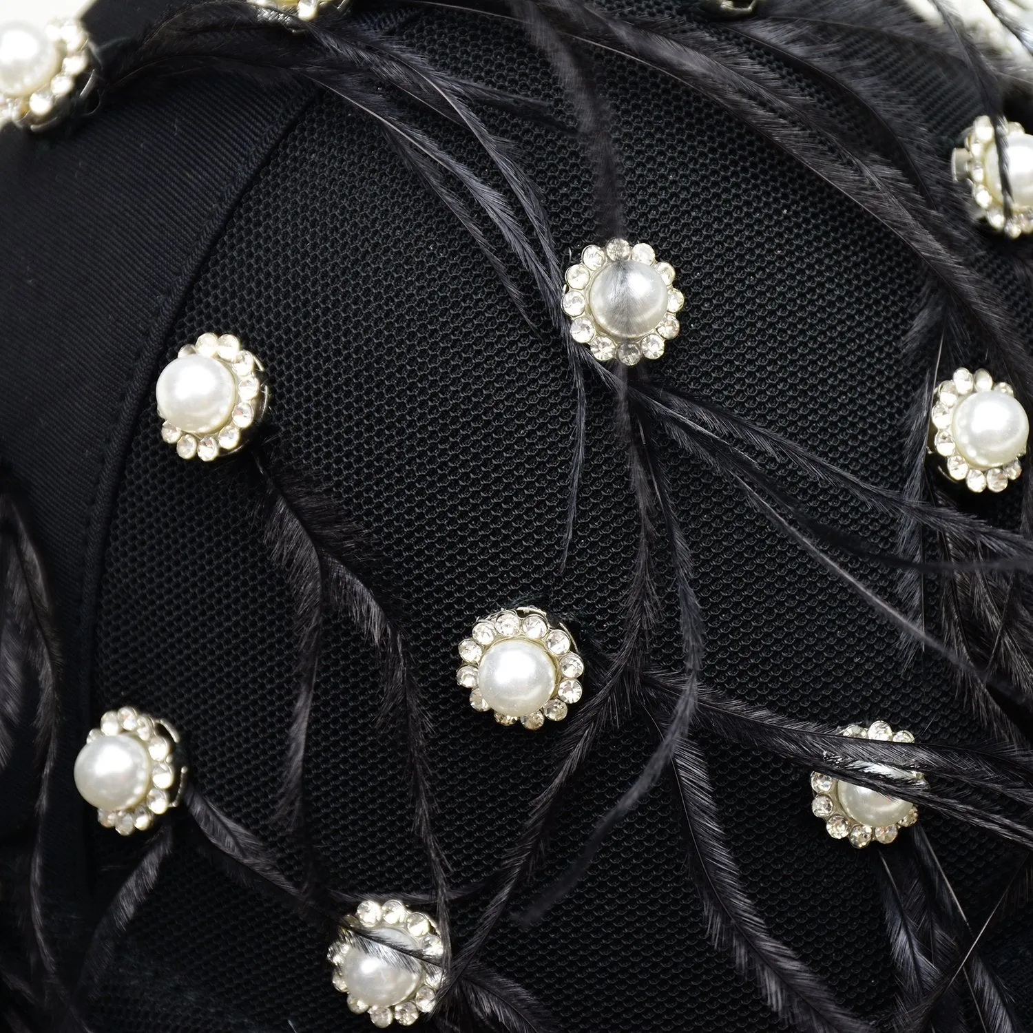 Women's Feather Tassel Rhinestone Bead Mesh Bustier Crop Top Sexy Corset Top Bralet Black