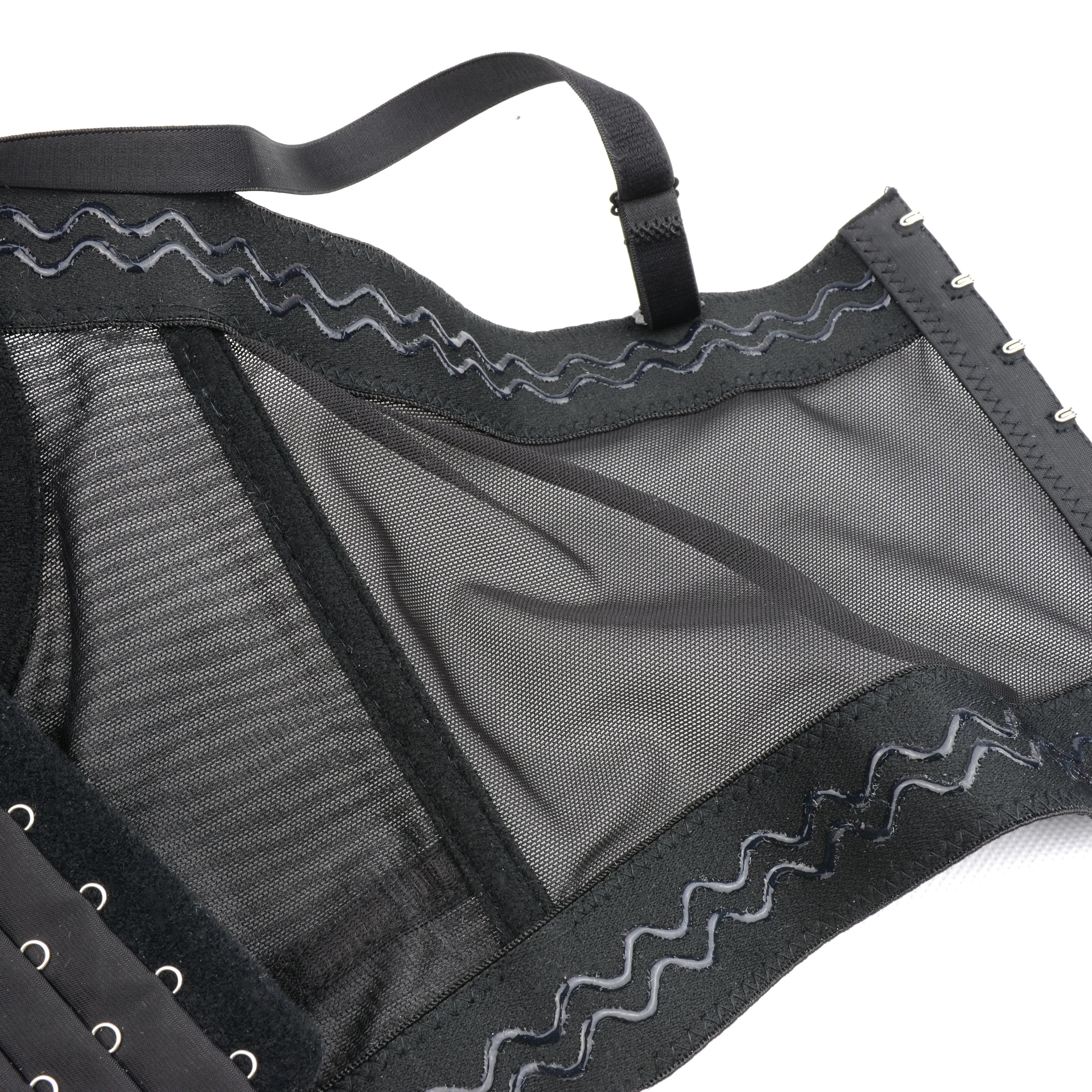 Women's Feather Tassel Rhinestone Bead Mesh Bustier Crop Top Sexy Corset Top Bralet Black