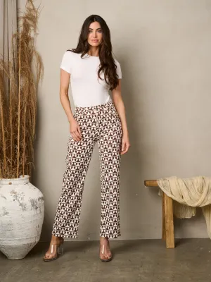 WOMEN'S WIDE LEG POCKETS PRINTED DENIM JEANS
