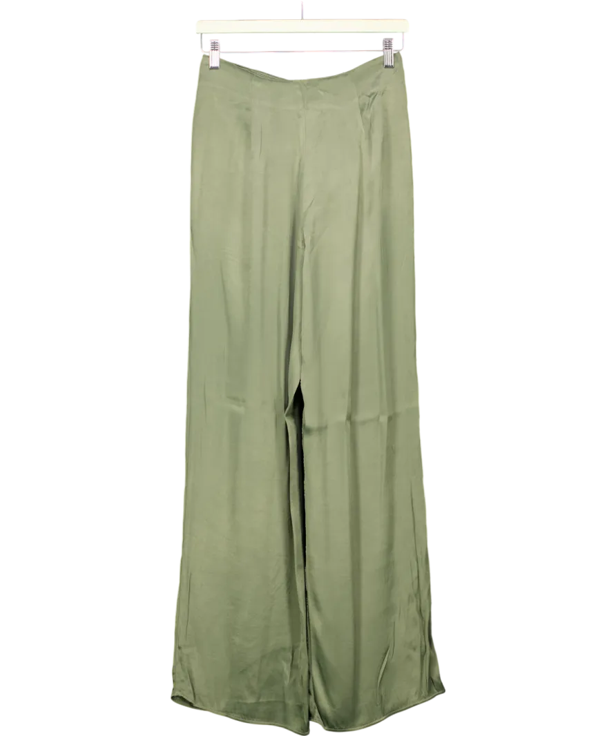 ZARA Sage Green Satin Trousers UK XS