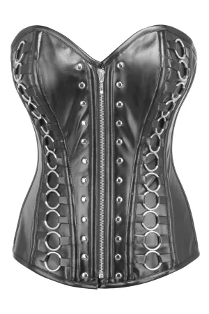 Zip Front Overbust Corset with Metal Loop Decoration