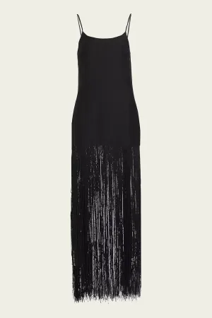 Zodiac Fringe Gown in Black